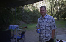 The morning after, table still set in the background